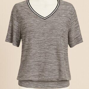 Raw Yarn Super Soft Striped V-Neck Tee Shirt Size L